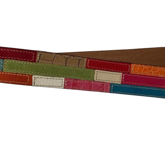 Fossil Women's Size M Leather Belt Patchwork Multi Colored Boho Festival Y2K - Picture 7 of 13